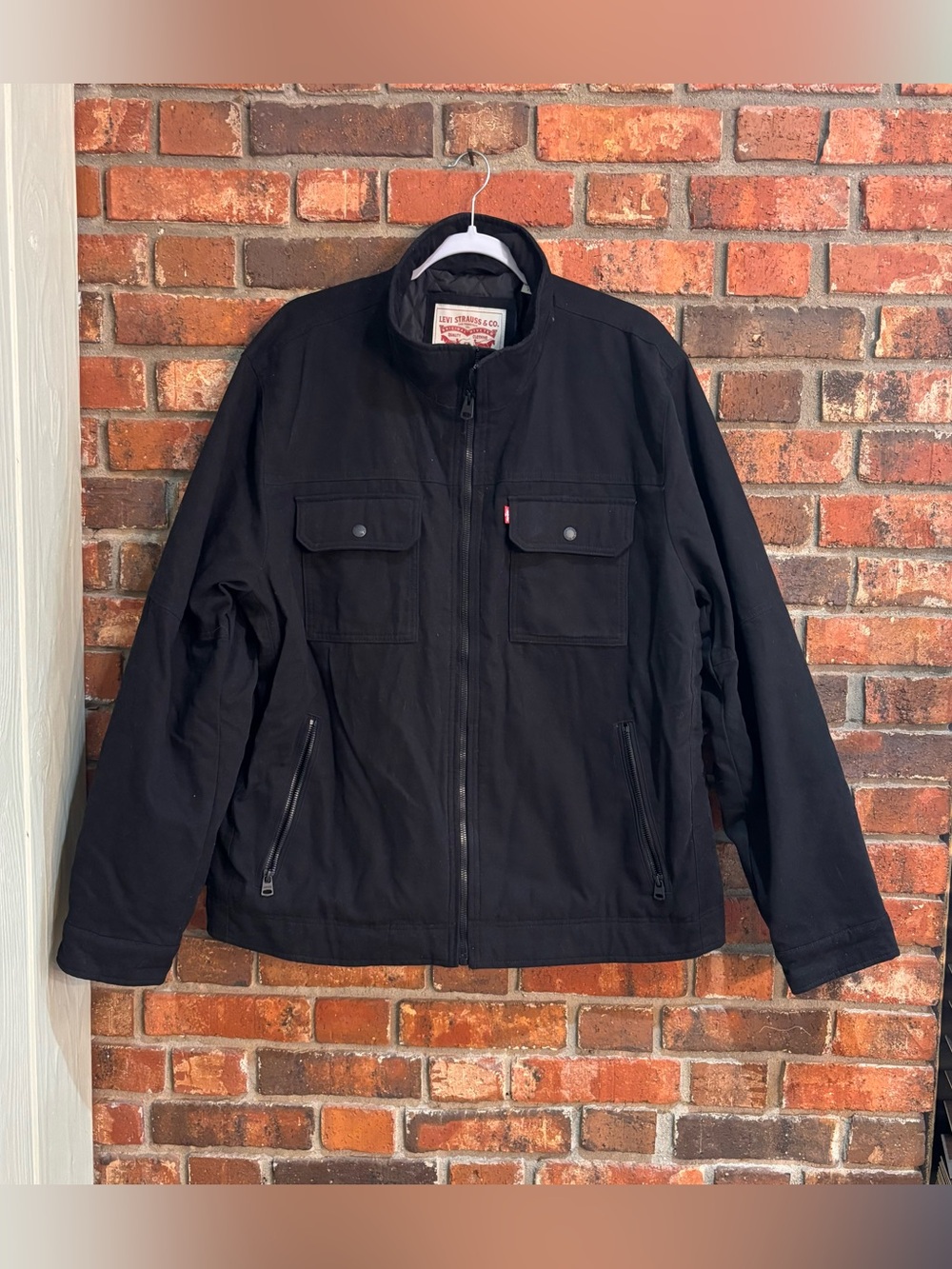 Levi’s mens stand collar quilted lining utility jacket black XL